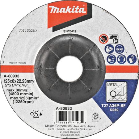 Makita A-80933 Konkavna brusna ploča za metal 125x6x22,23