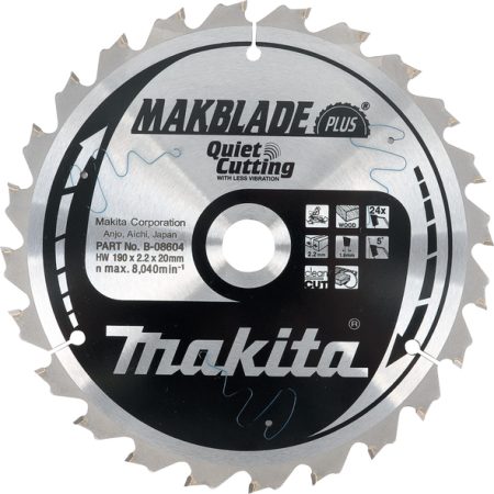 Makita B-08604 TCT MAKBlade Plus list pile 190x20mm, 24z