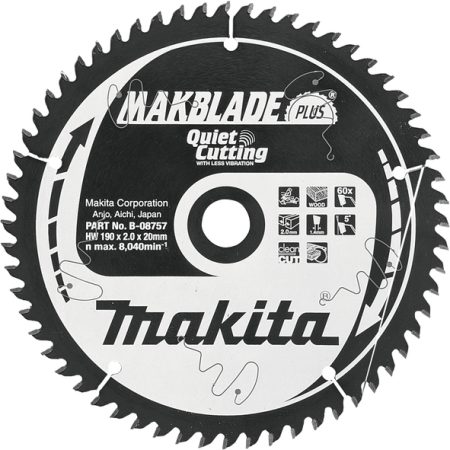 Makita B-08757 TCT MAKBlade Plus list pile 190x20mm, 60z
