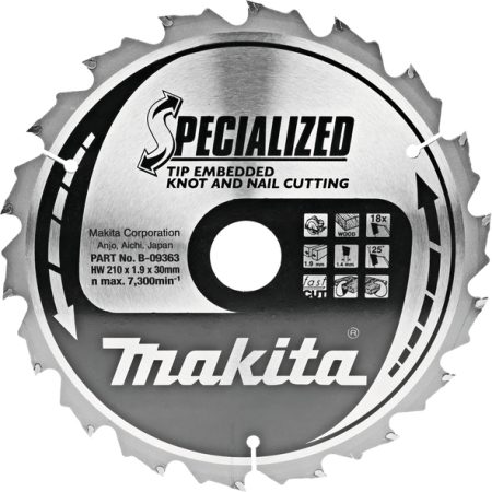 Makita B-09363 TCT list pile Specialized 210x30mm, 18z