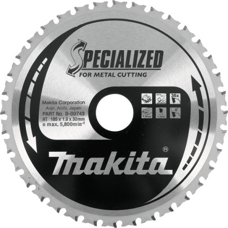Makita B-09743 TCT Specialized list pile za metal 185x30mm, 36z