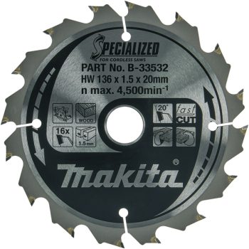 Makita B-33532 TCT list pile Specialized, 136x20x16Z, za drvo