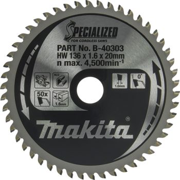 Makita B-40303 TCT list pile Specialized, 136x20x50Z, za alu