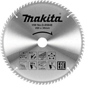Makita D-65648 TCT list pile 260mm x 30mm x 80T