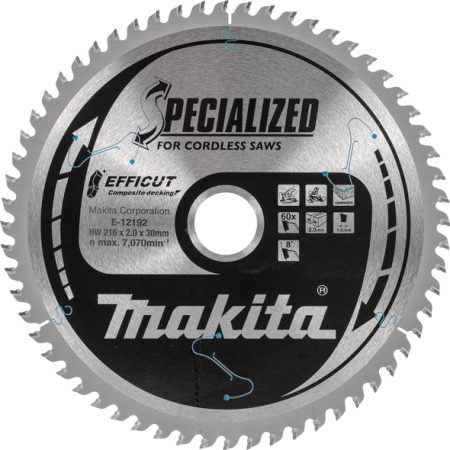 Makita E-12192 List pile Efficut 216x30x60Z za drvene kompozite