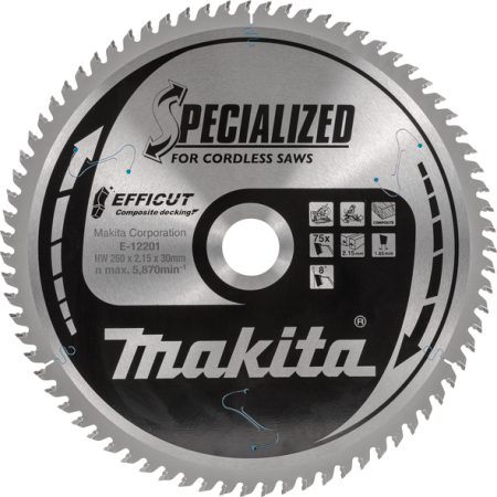 Makita E-12201 List pile Efficut 260x30x75Z za drvene kompozite