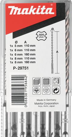 Makita P-29751 5-dijelni set svrdala za SDS-PLUS čekič 4-Plus